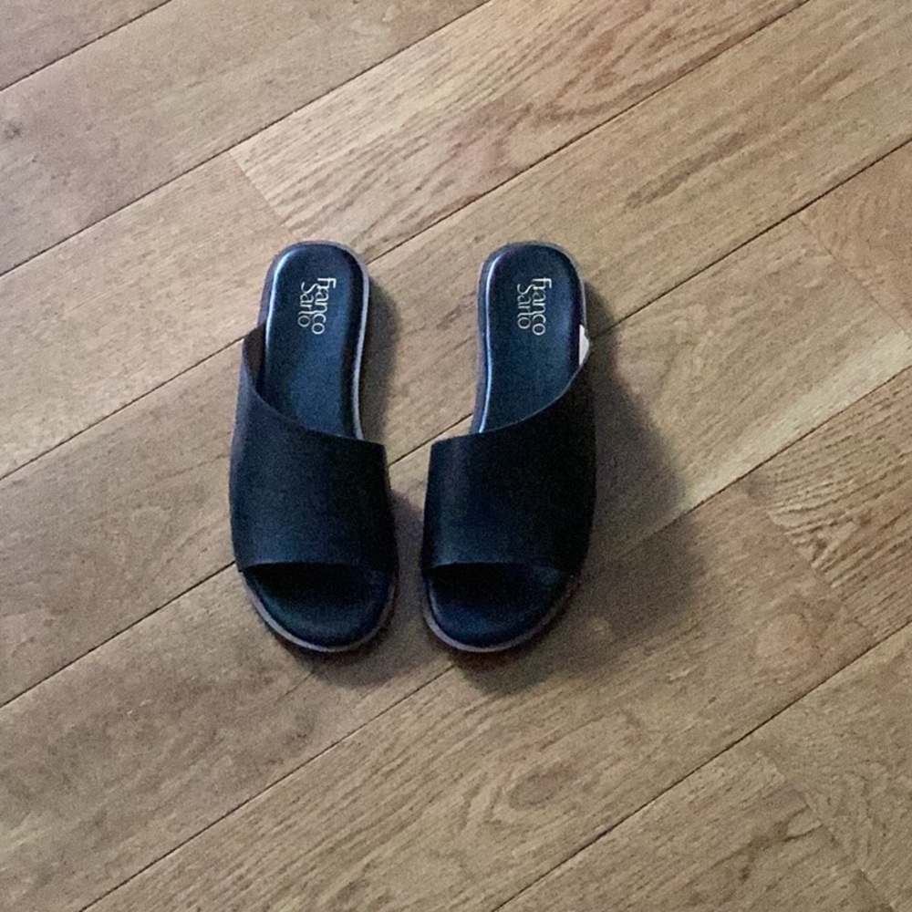 Franco Sarto Black Mules with Platform Sole